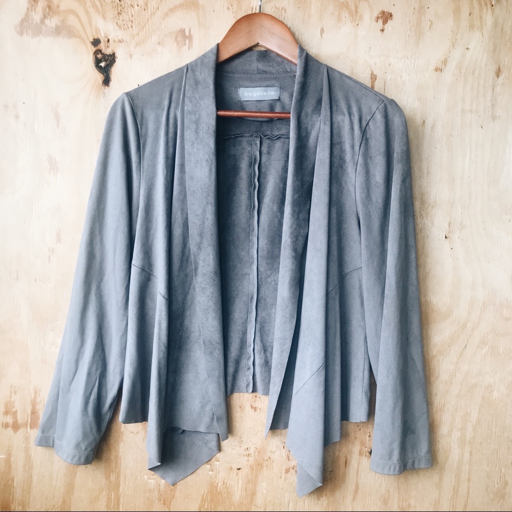 Bagatelle blue/grey suede cardigan - size L